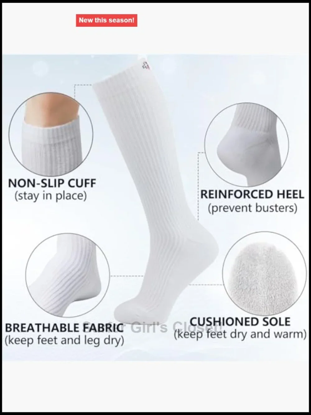 Cotton Compression Socks 4 Pairs 15-20mmHg Knee High for Sports Travel Nursing
